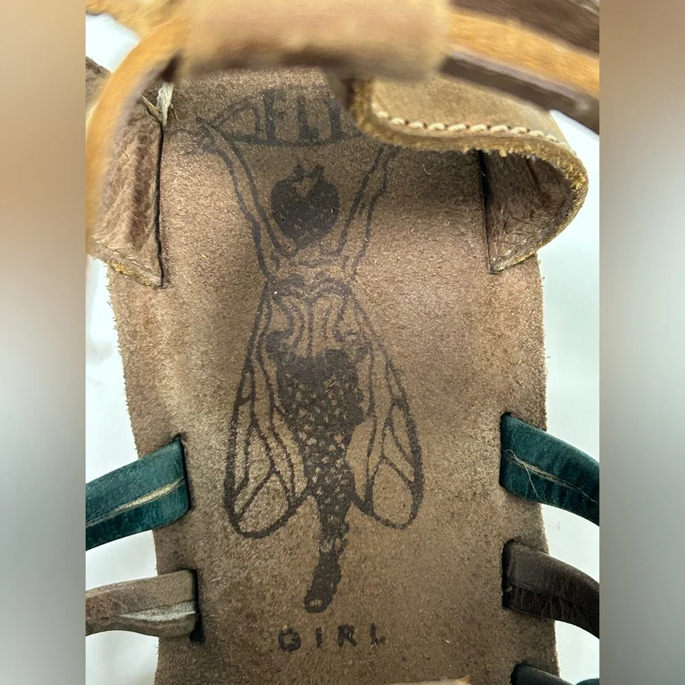 Fly Girl Wedge Sandals Brown Blue Size 8 - 8.5 US 39 EU